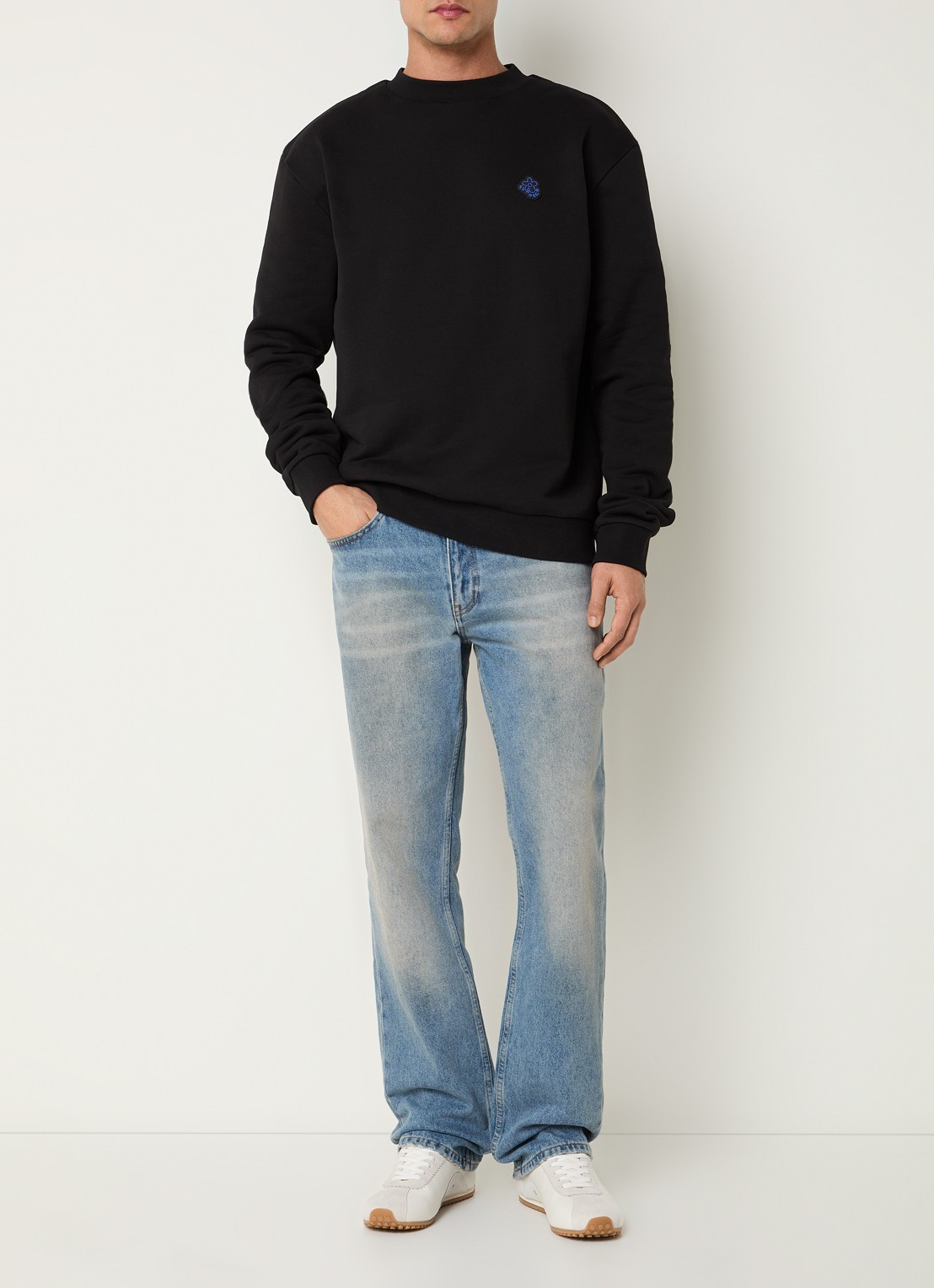 FLÂNEUR Rubber sweater met logo - voorkant 2 zwart