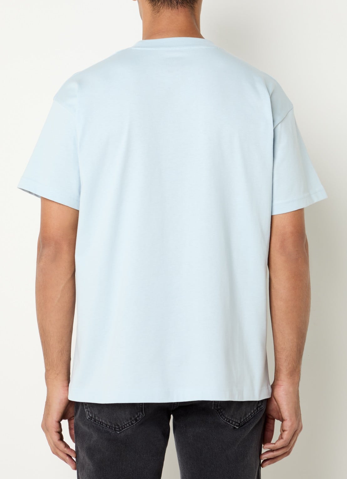 FLÂNEUR Rubber T-shirt met logo - achterkant blauwgrijs