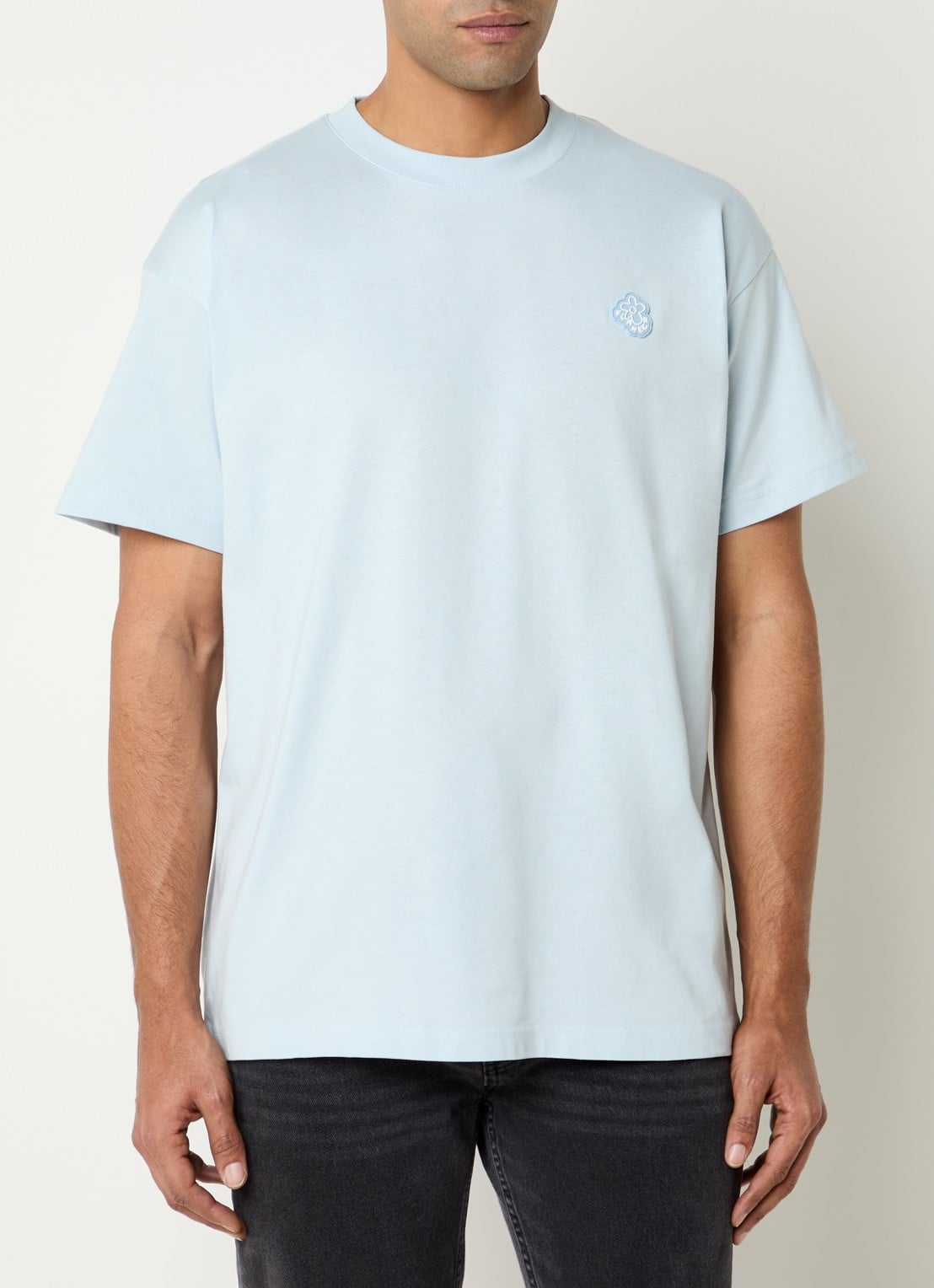 FLÂNEUR Rubber T-shirt met logo - detail 4 blauwgrijs