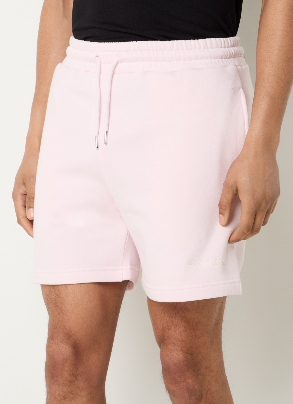 FLÂNEUR Signature straight fit korte joggingbroek met logo - detail 3 roze