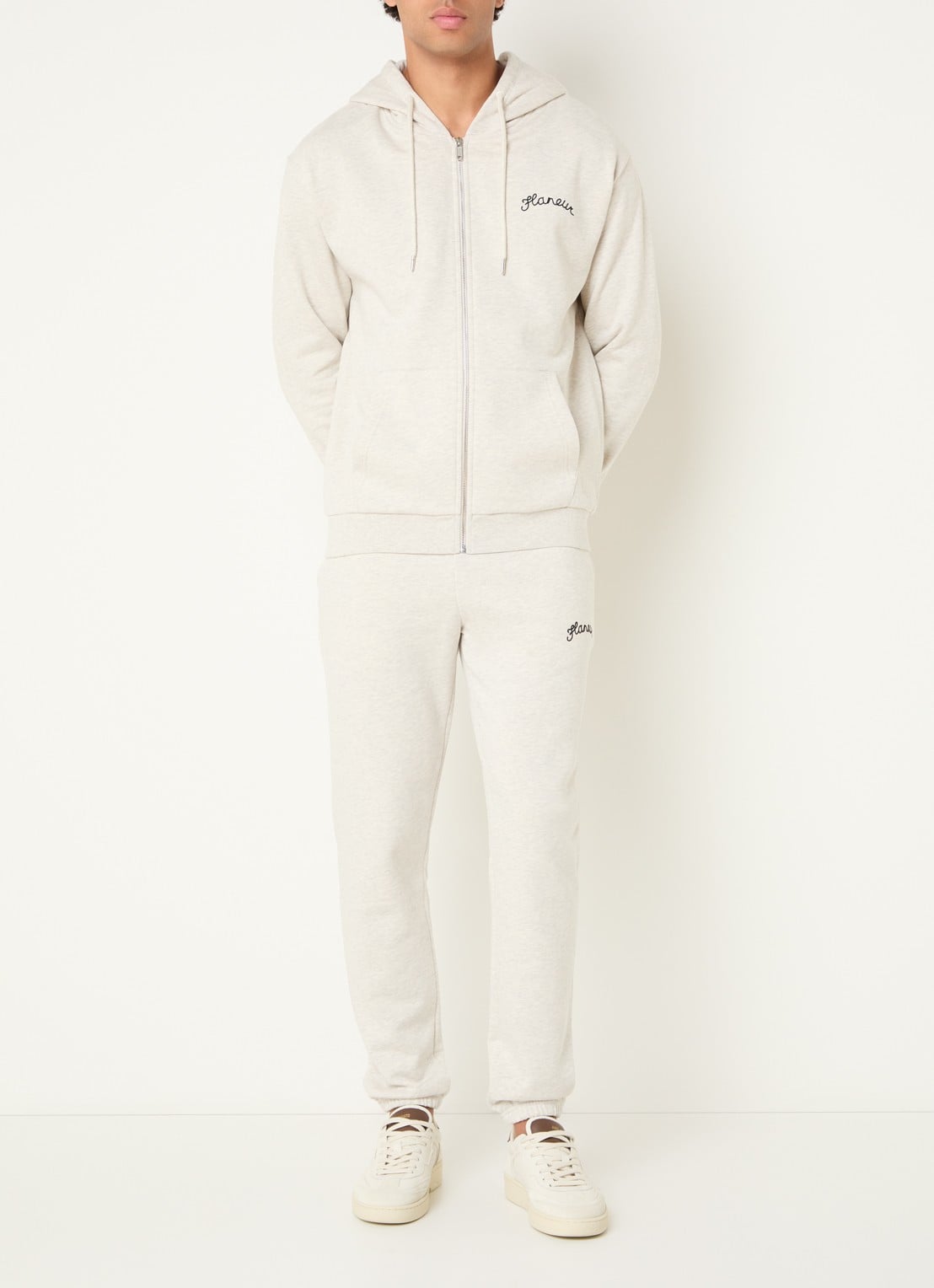 FLÂNEUR Signature sweatvest met logo - voorkant 5 grijsmele