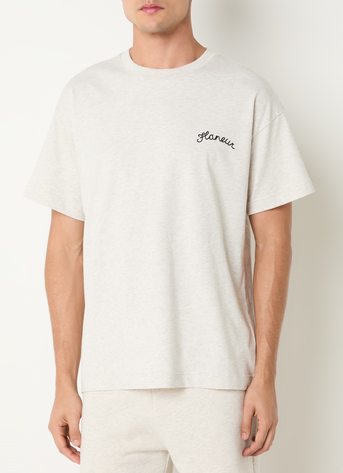 FLÂNEUR Signature T-shirt met logo - detail 3 grijsmele