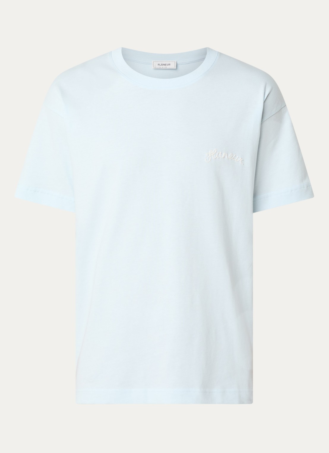 FLÂNEUR Signature T-shirt met logoborduring - voorkant 2 lichtblauw