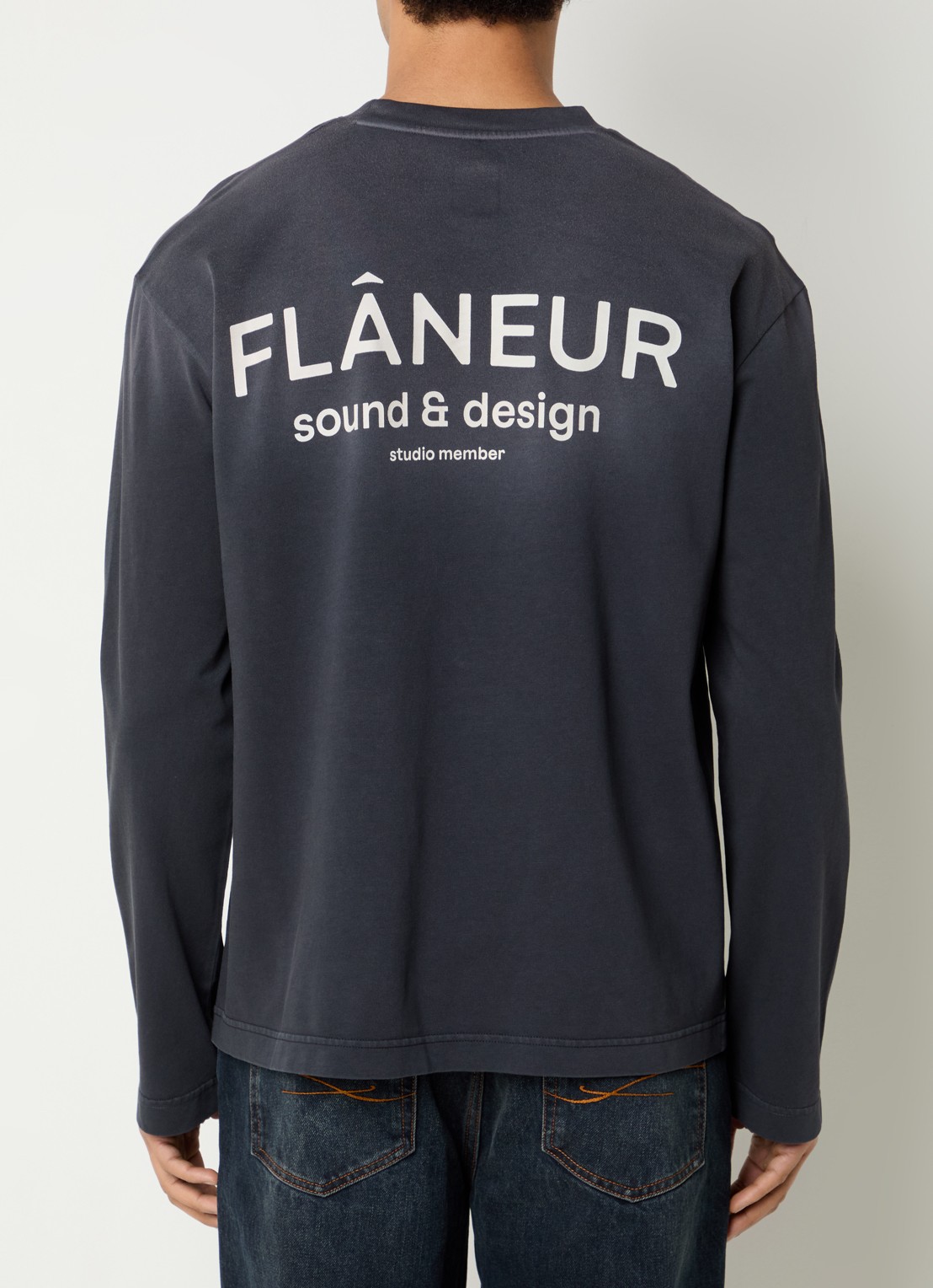 FLÂNEUR Sound And Design longsleeve met logoprint en verwassen afwerking  - detail zwart
