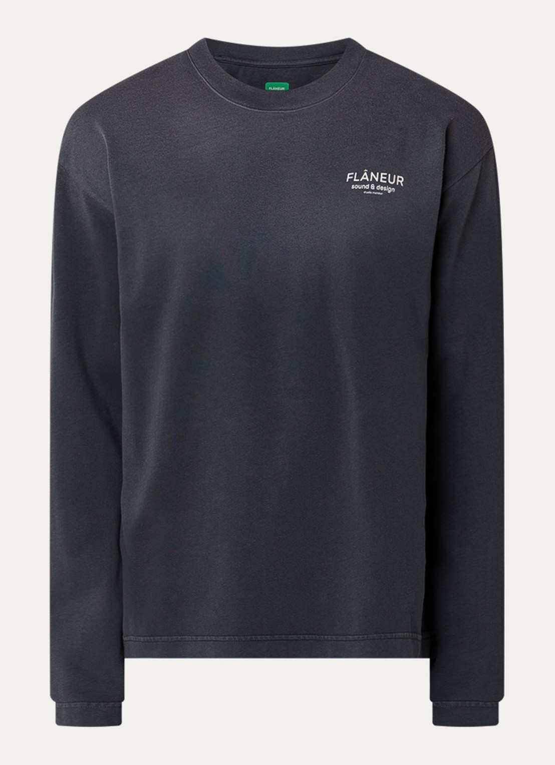 FLÂNEUR Sound And Design longsleeve met logoprint en verwassen afwerking  - voorkant 2 zwart