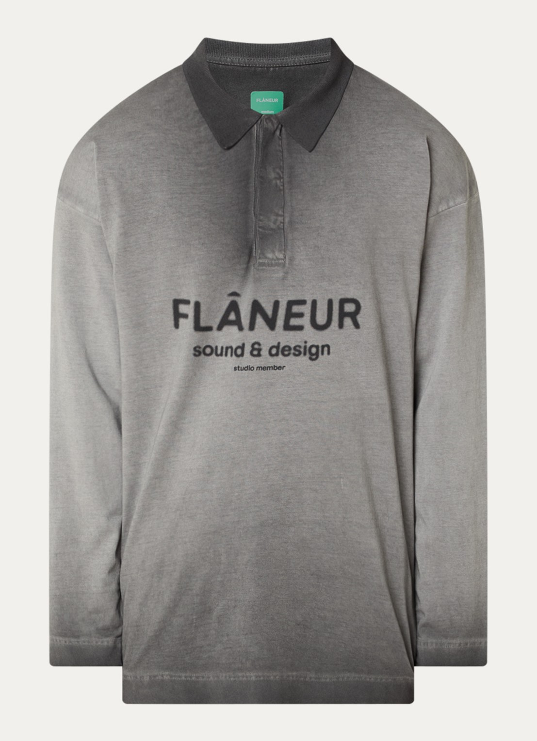 FLÂNEUR Sound & Design Studio Member regular fit polo met logoprint - voorkant 2 grijs