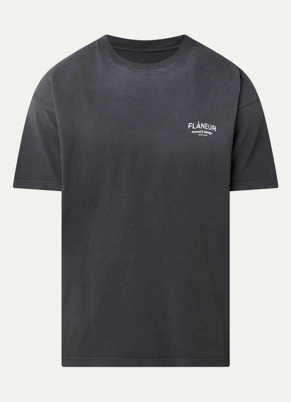 FLÂNEUR Sound & Design Studio Member T-shirt met logo- en backprint - voorkant 3 antraciet