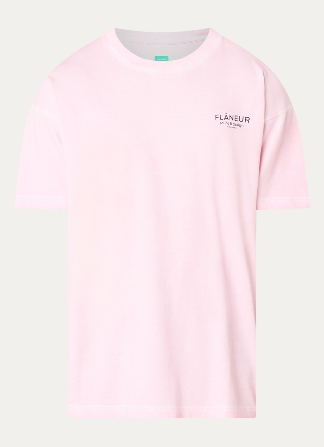 FLÂNEUR Sound & Design Studio Member T-shirt met logo- en backprint - voorkant roze
