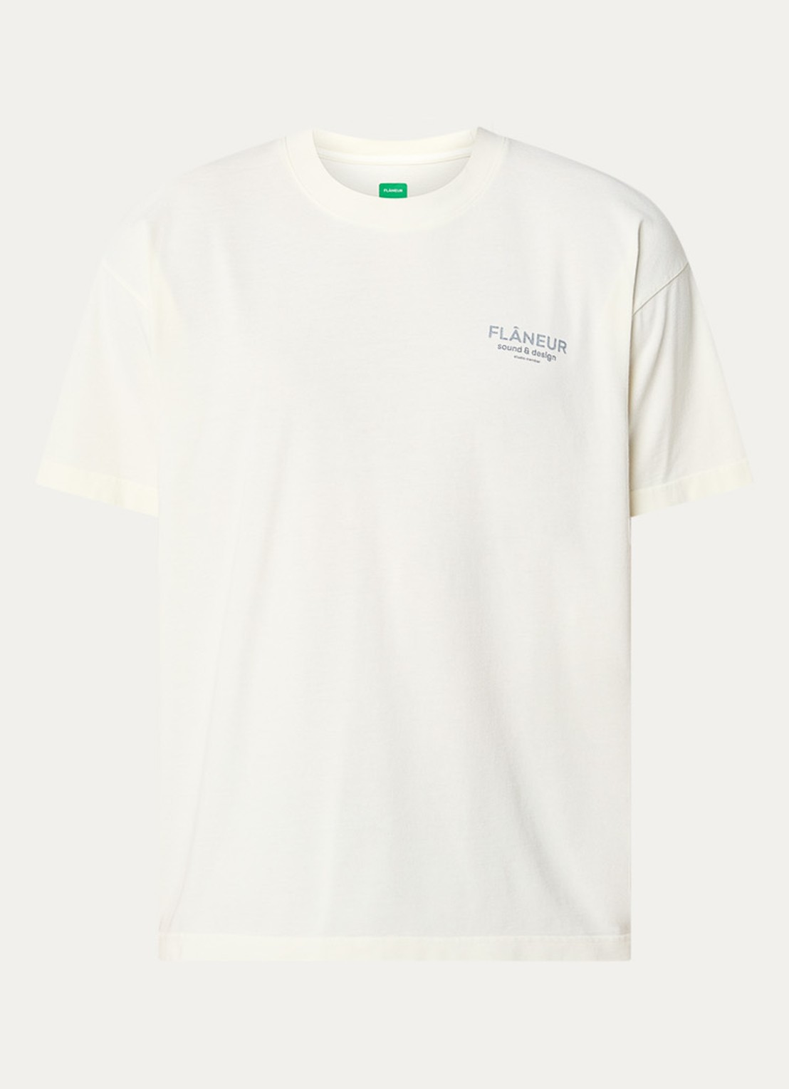 FLÂNEUR Sound & Design T-shirt met logo- en backprint - voorkant 2 creme