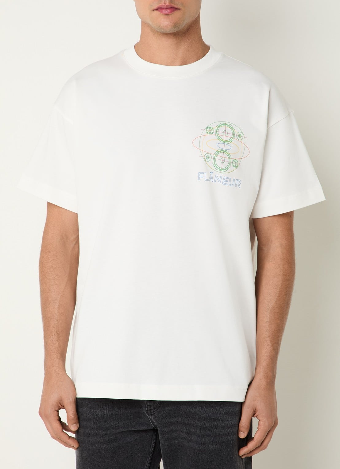 FLÂNEUR Speaker T-shirt met logo- en backprint - achterkant 4 wit