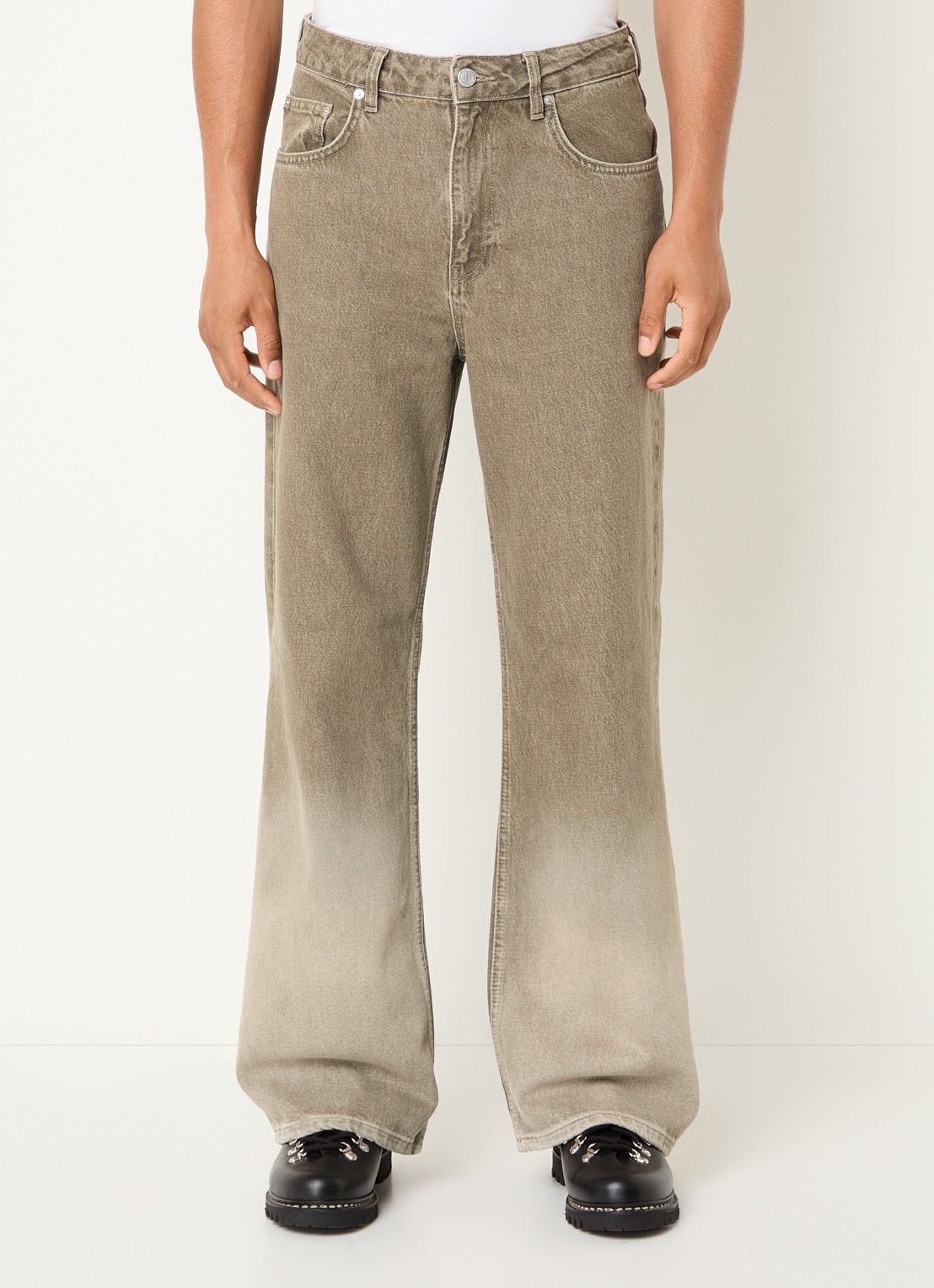 FLÂNEUR Straight leg jeans met gekleurde wassing - detail grijs