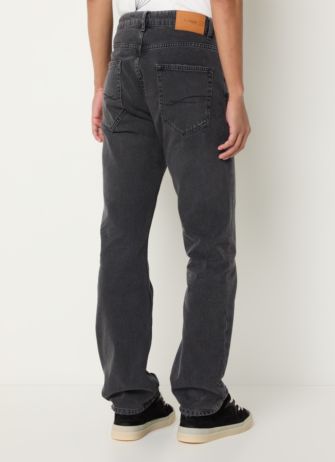 FLÂNEUR Straight leg jeans met steekzakken - achterkant 5 antraciet