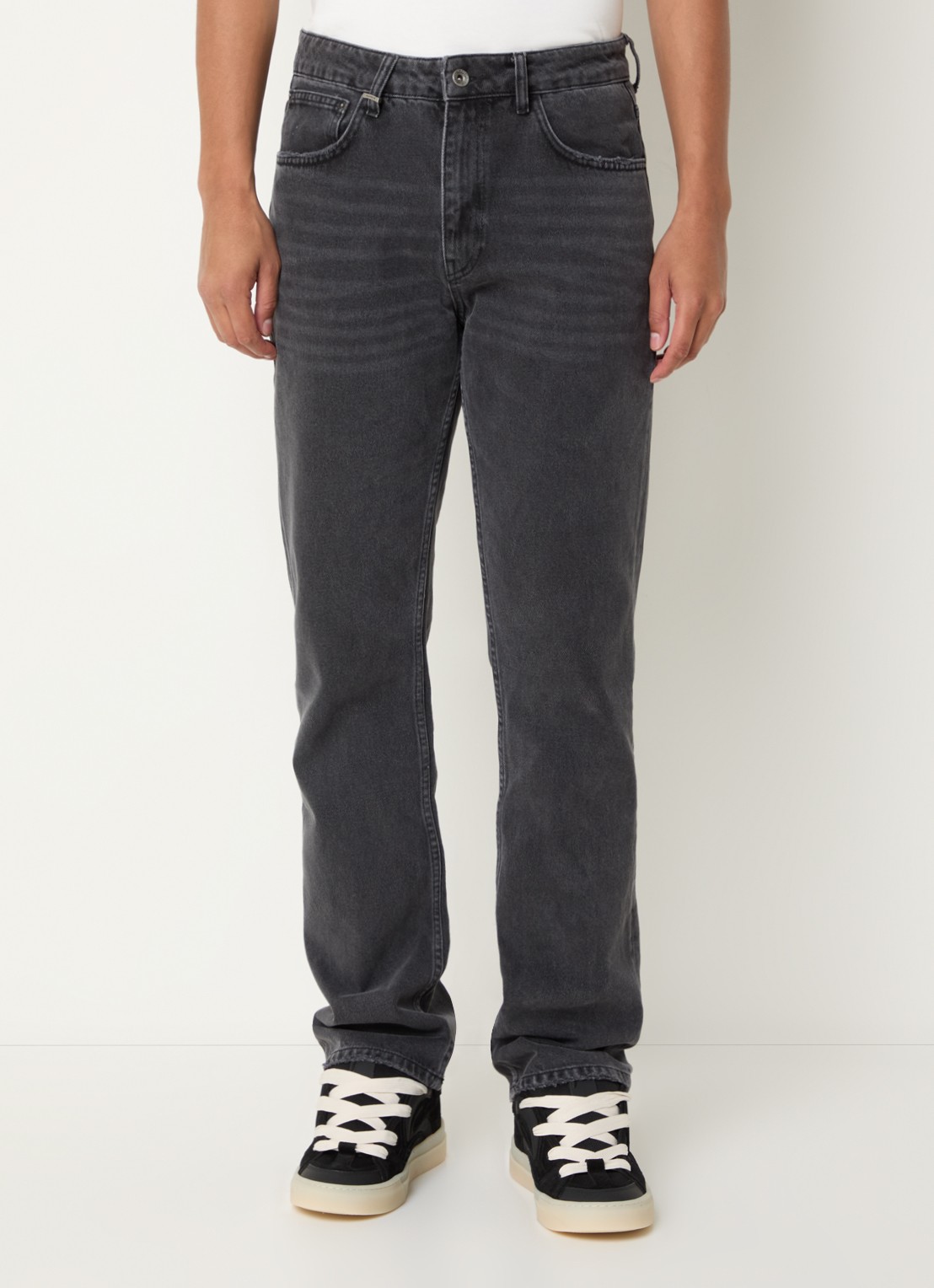 FLÂNEUR Straight leg jeans met steekzakken - detail antraciet