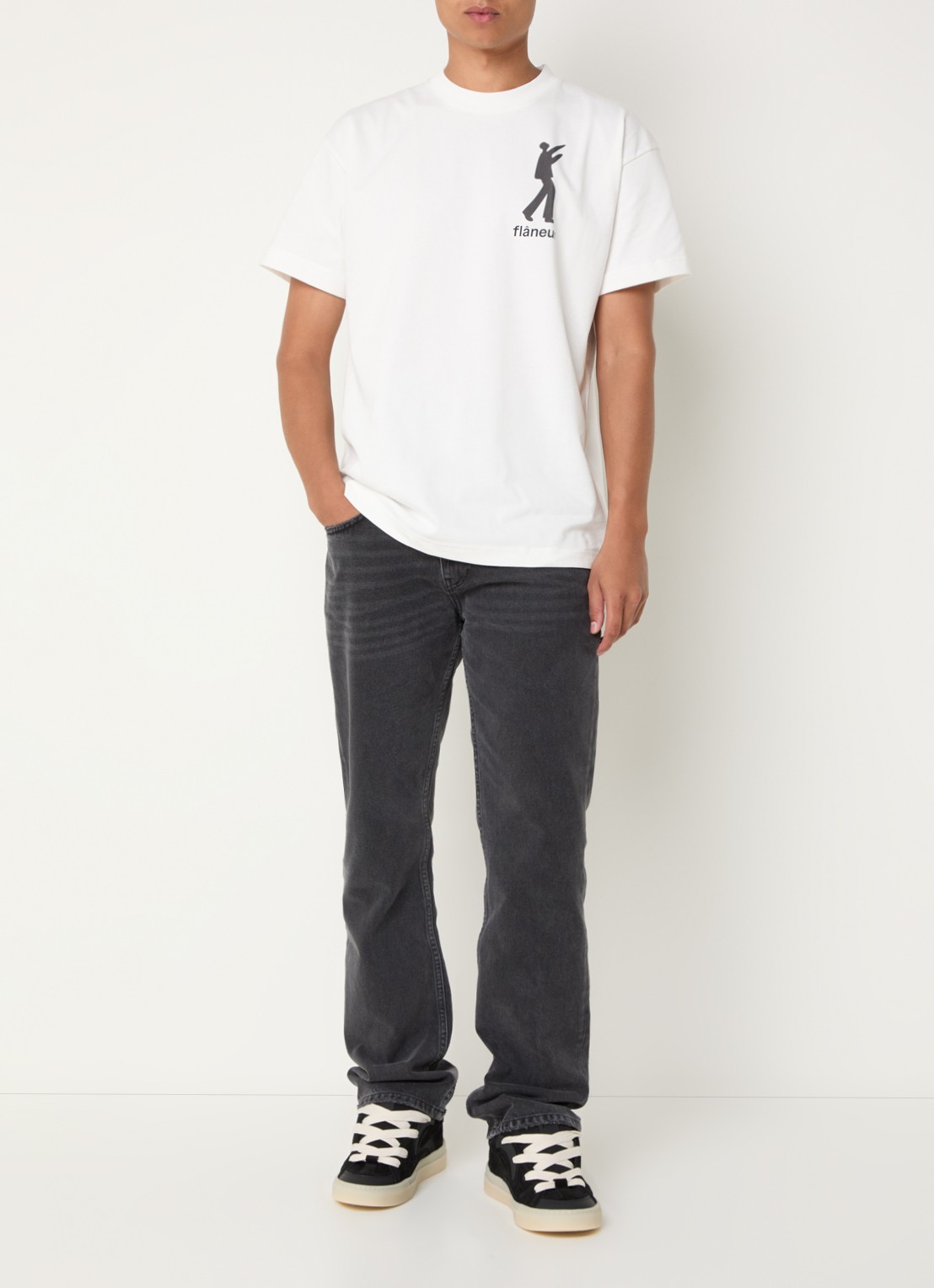 FLÂNEUR Straight leg jeans met steekzakken - voorkant 4 antraciet