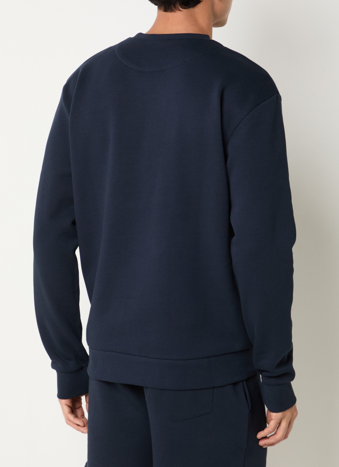 FLÂNEUR Sweater met logoborduring - achterkant 2 donkerblauw