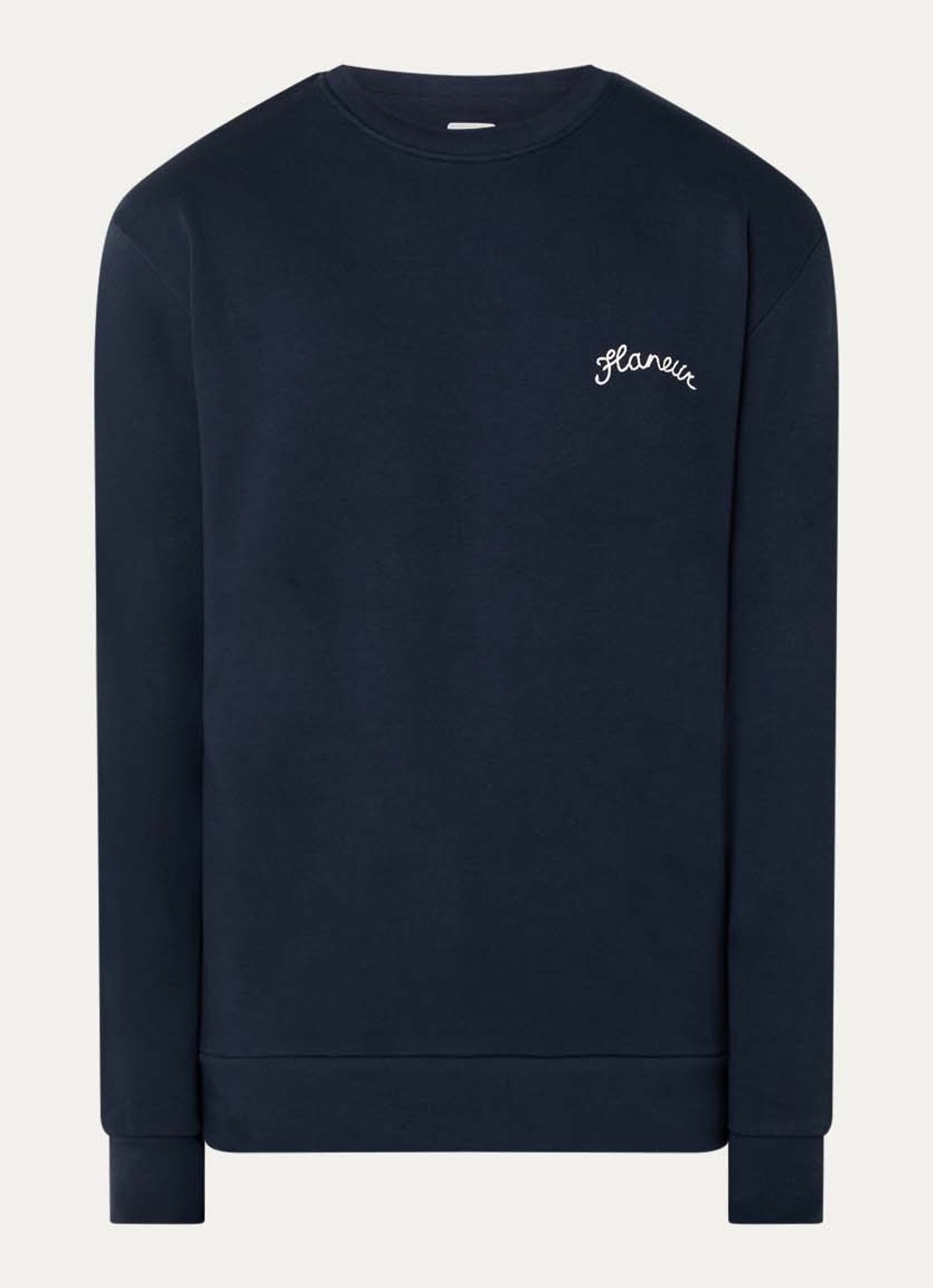 FLÂNEUR Sweater met logoborduring - voorkant 3 donkerblauw
