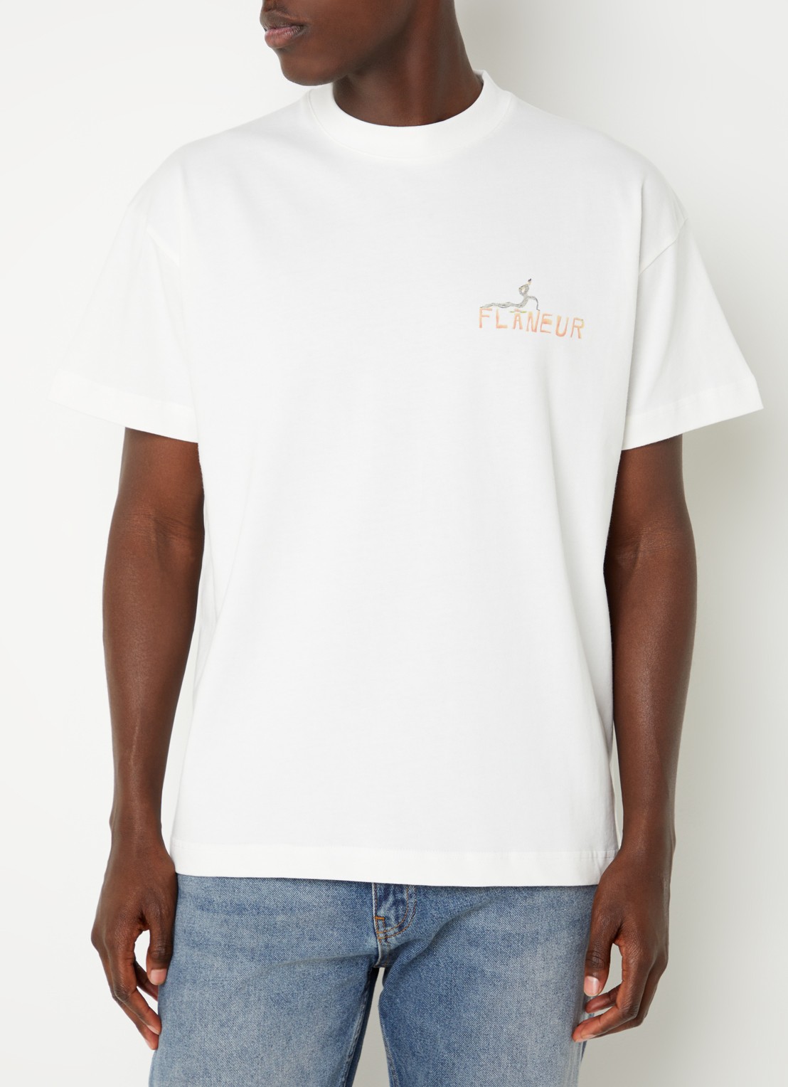 FLÂNEUR T-shirt met logo- en backprint - achterkant 3 wit