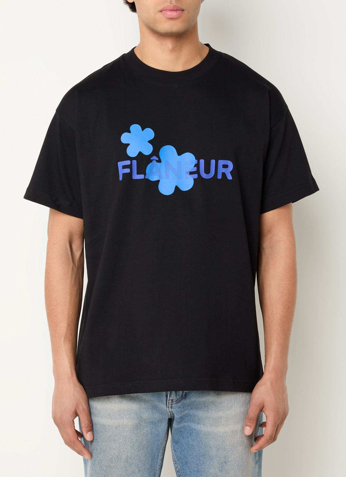 FLÂNEUR T-shirt met logoprint - detail 4 blauw