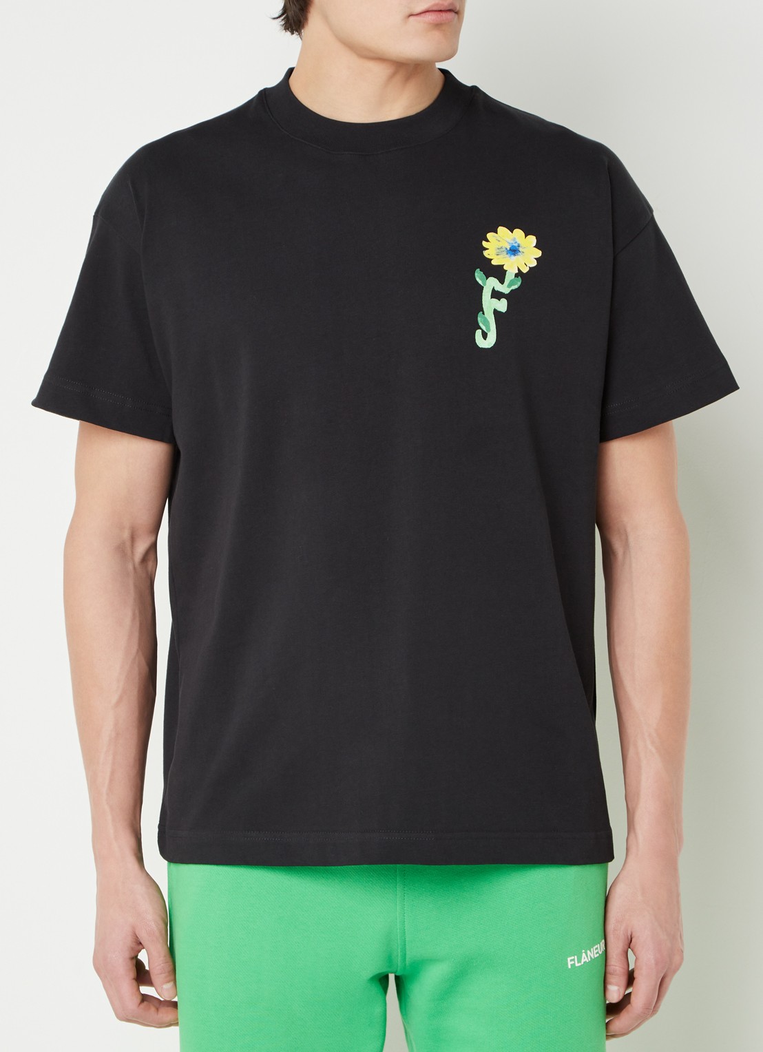FLÂNEUR Tortuous T-shirt met logo- en backprint - achterkant 2 zwart