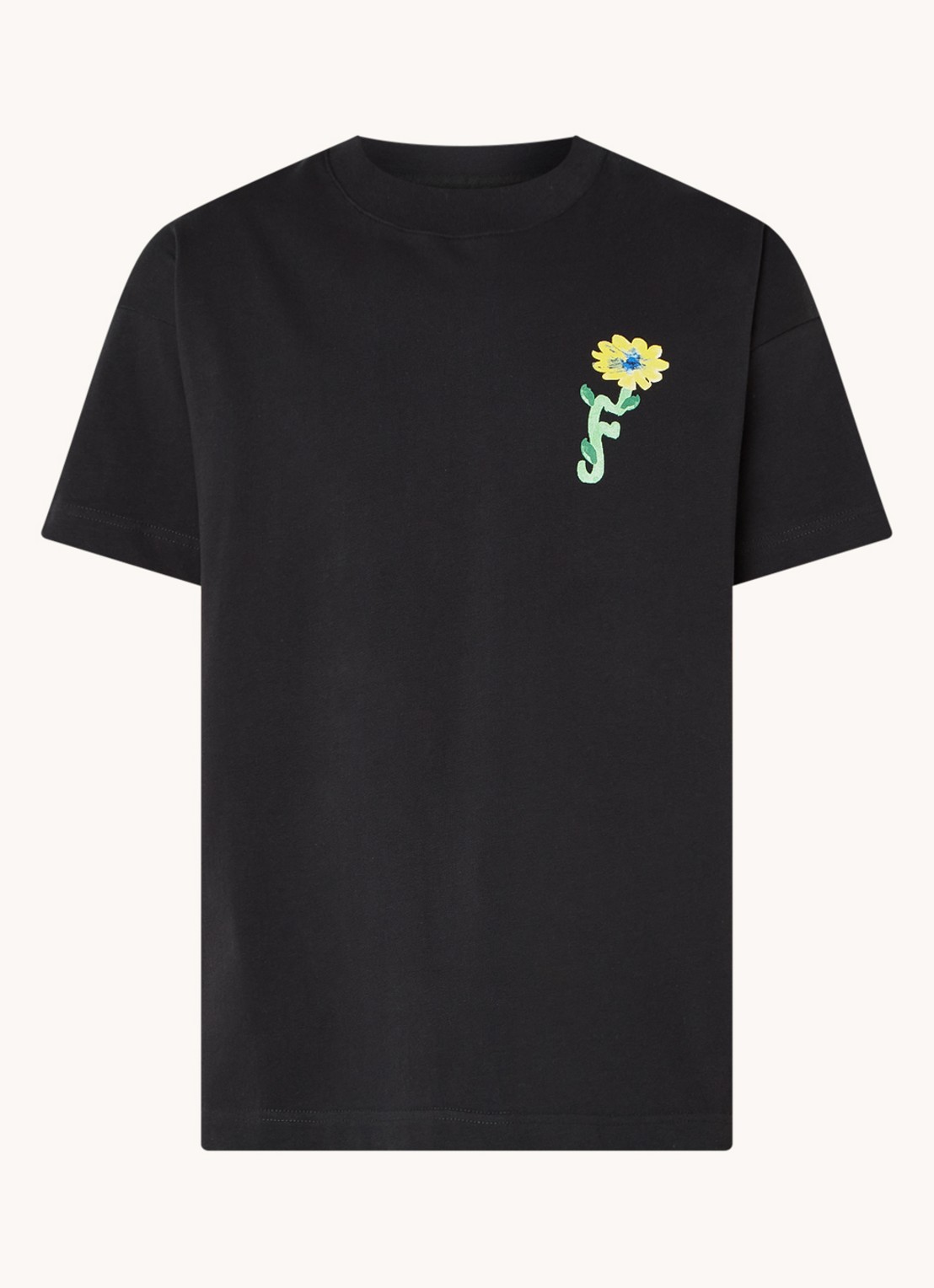 FLÂNEUR Tortuous T-shirt met logo- en backprint - voorkant 3 zwart