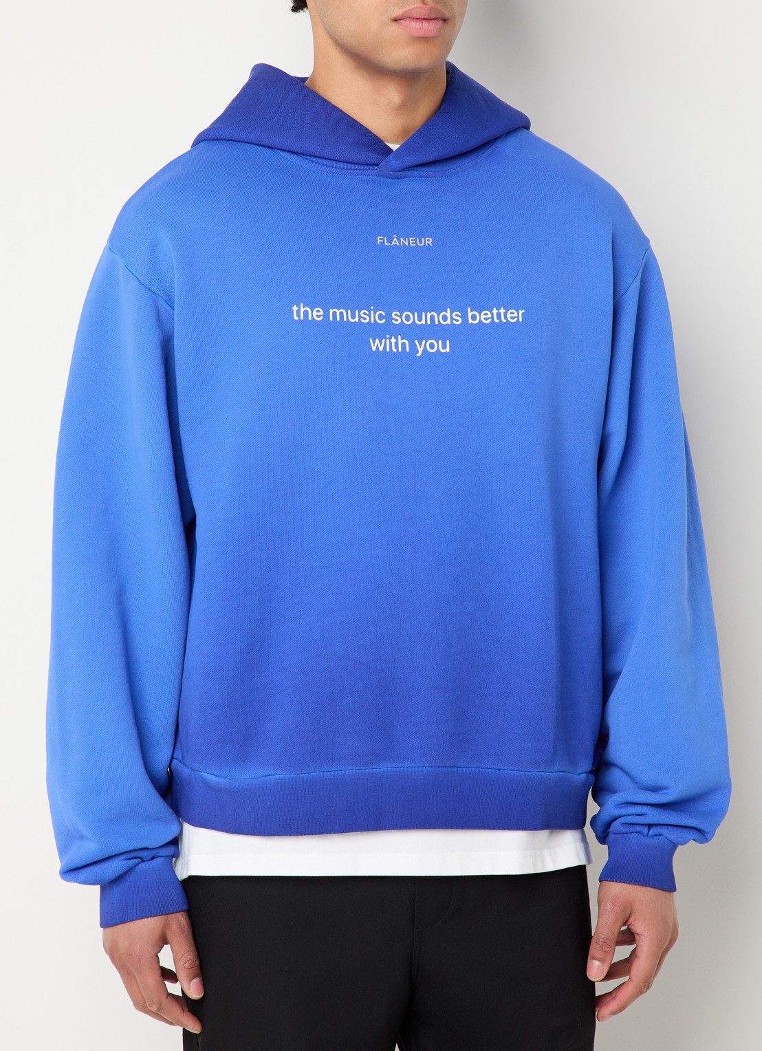 FLÂNEUR With You hoodie met logoprint - detail kobaltblauw
