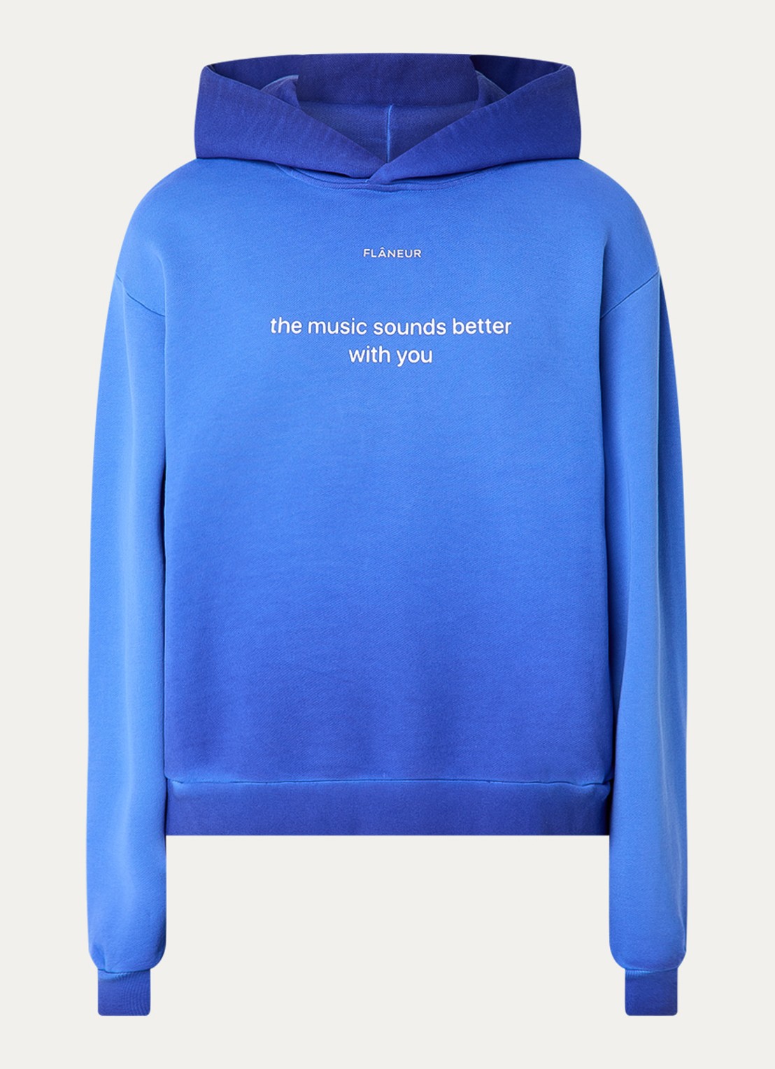 FLÂNEUR With You hoodie met logoprint - voorkant 3 kobaltblauw