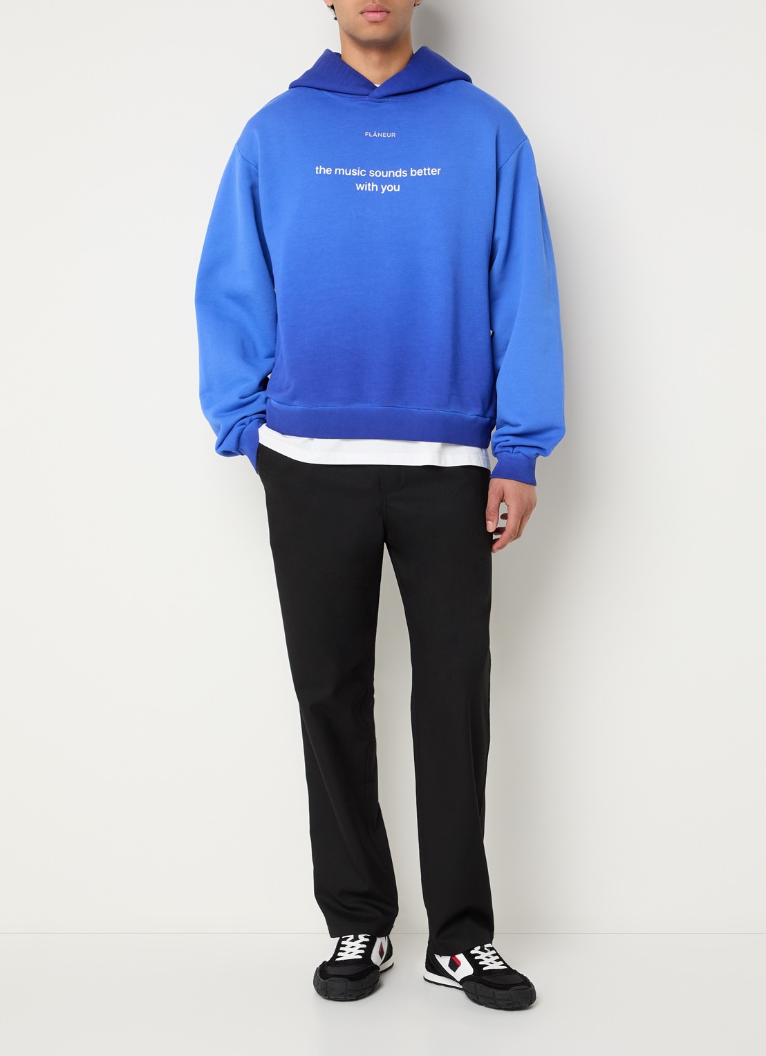 FLÂNEUR With You hoodie met logoprint - voorkant 4 kobaltblauw