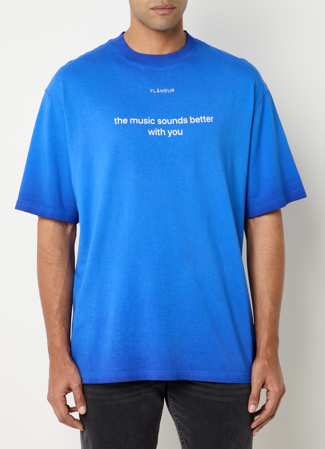 FLÂNEUR With You T-shirt met print - detail royalblauw