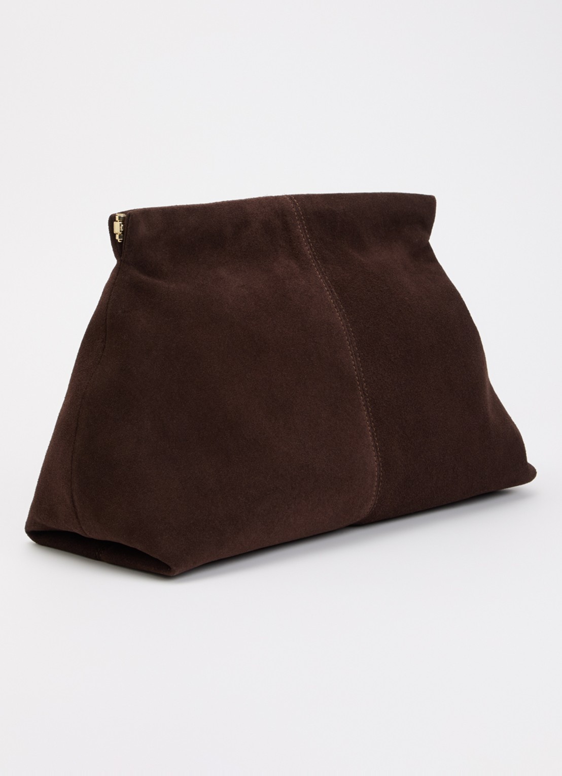 Flattered Clay clutch van kalfssuède - achterkant 5 donkerbruin