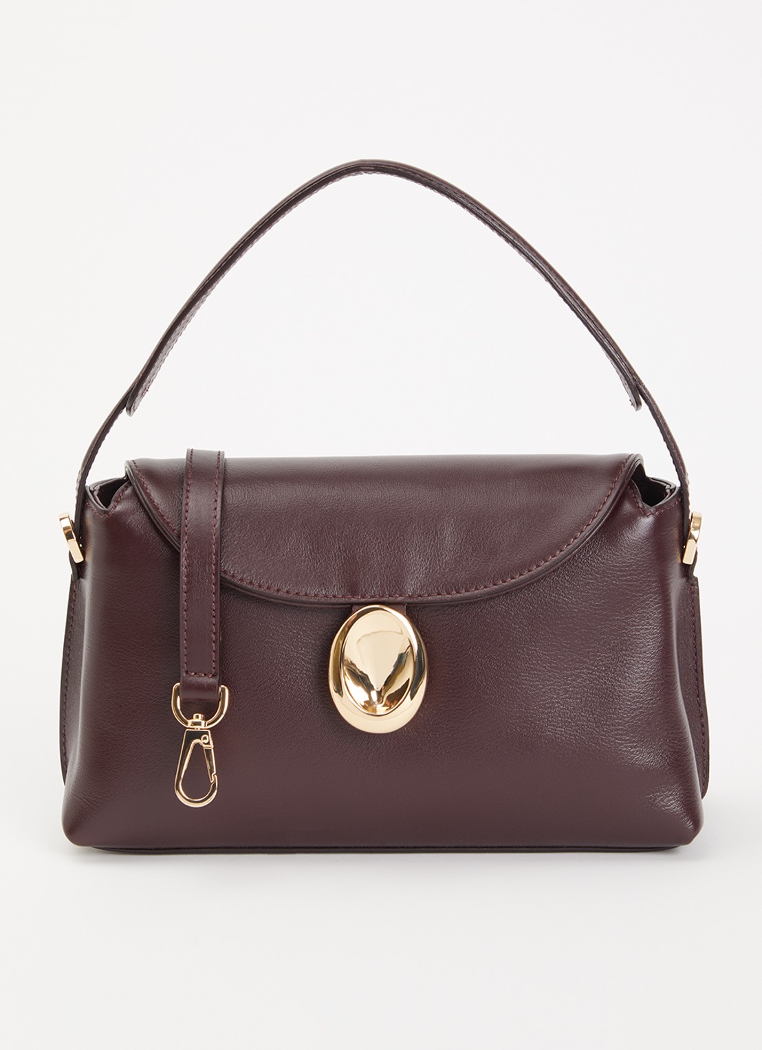 Flattered Gaia Mini handtas van kalfsleer met afneembare schouderriem - voorkant 2 bordeauxrood