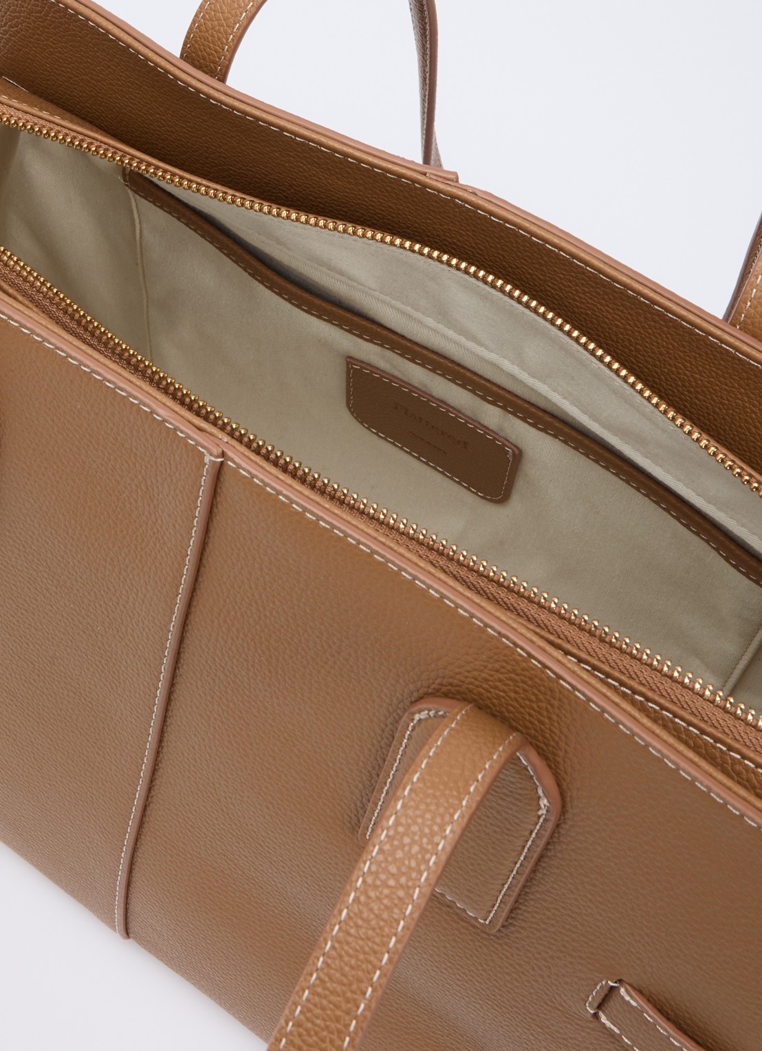 Flattered Lisa schoudertas van leer - detail 2 cognac