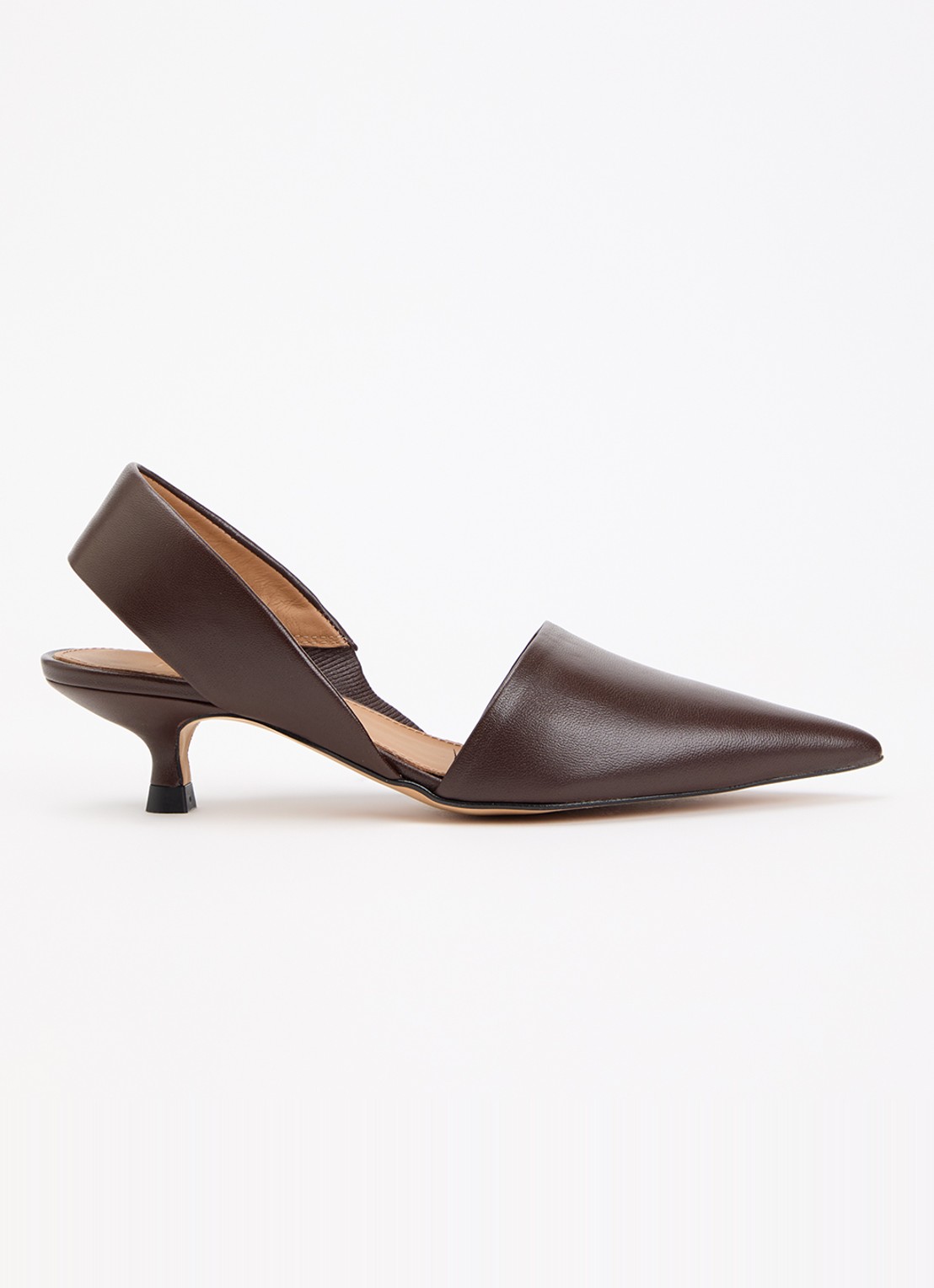Flattered Ninni sling-back van leer - voorkant donkerbruin