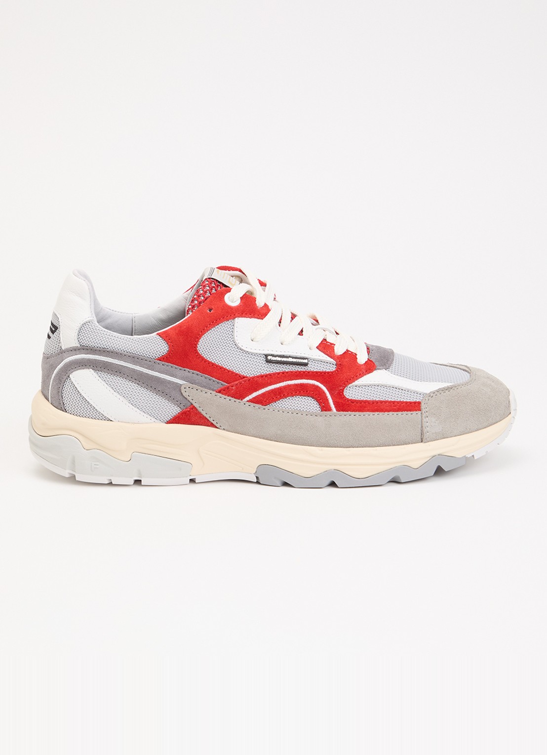 Floris van Bommel De Rezer 01.25 sneaker van leer met details van suéde  - voorkant 4 rood