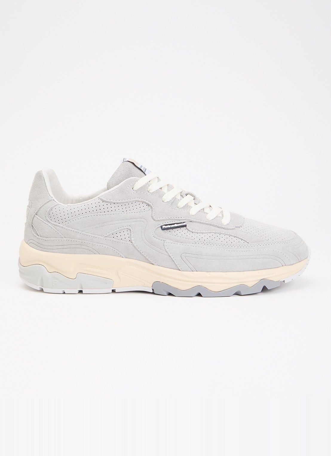 Floris van Bommel De Rezer 02.07 sneaker van suéde  - voorkant 2 lichtgrijs