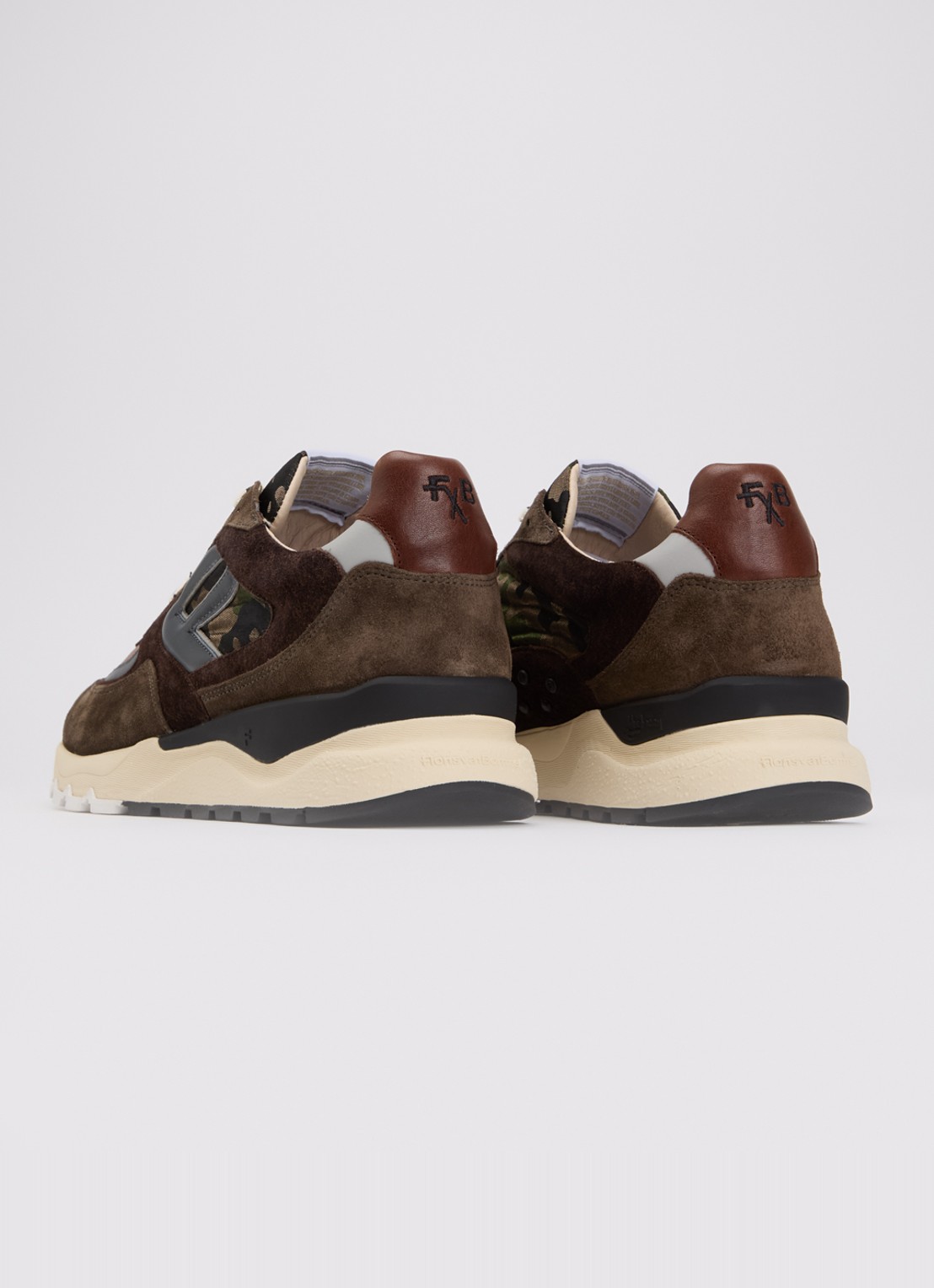 Floris van Bommel De Treener 01.19 sneaker van suède met details van leer - achterkant 5 bronsgroen