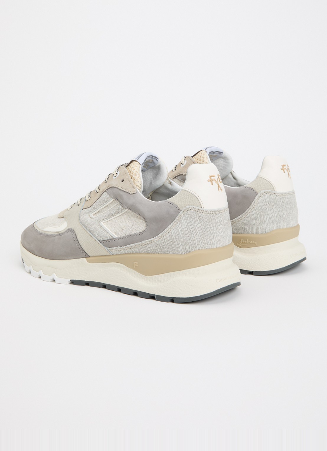 Floris van Bommel De Treener sneaker met leren details - achterkant beige