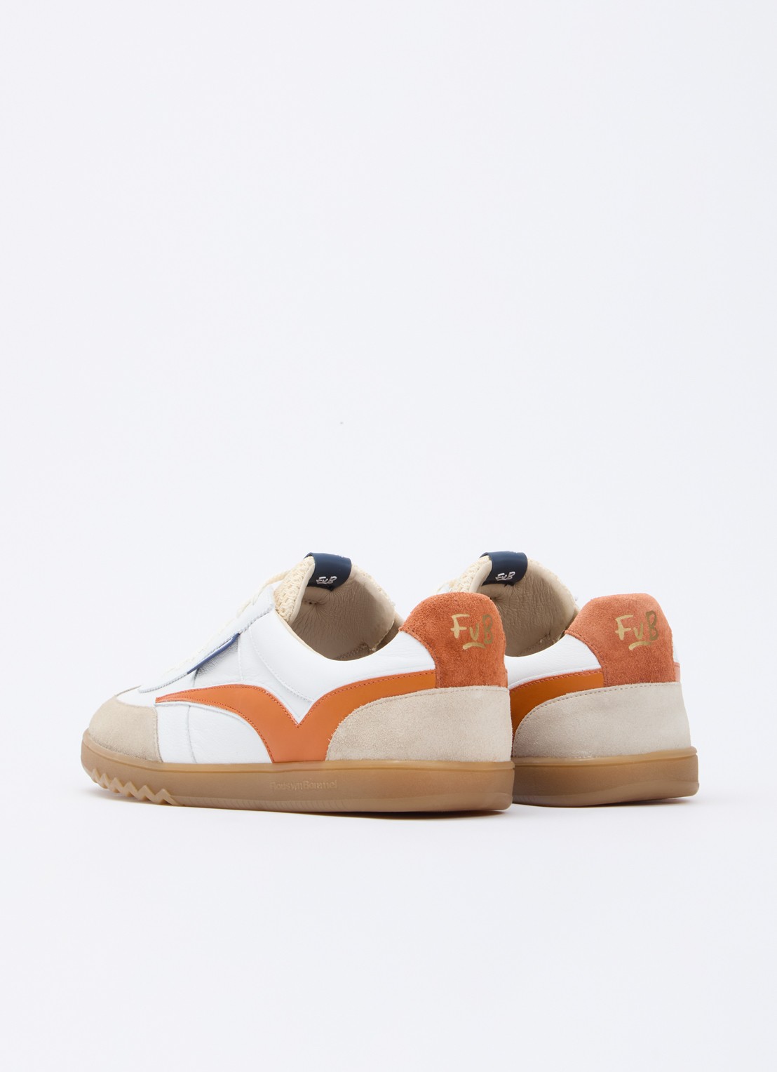 Floris van Bommel De Zaler 01.17 sneaker van leer met details van suède - achterkant oranje