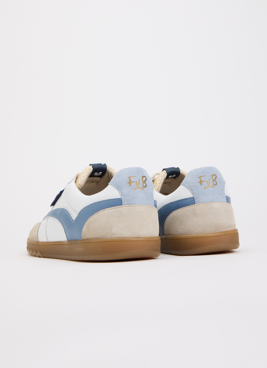 Floris van Bommel De Zaler 01.18 sneaker van leer met suède details - achterkant 5 staalblauw