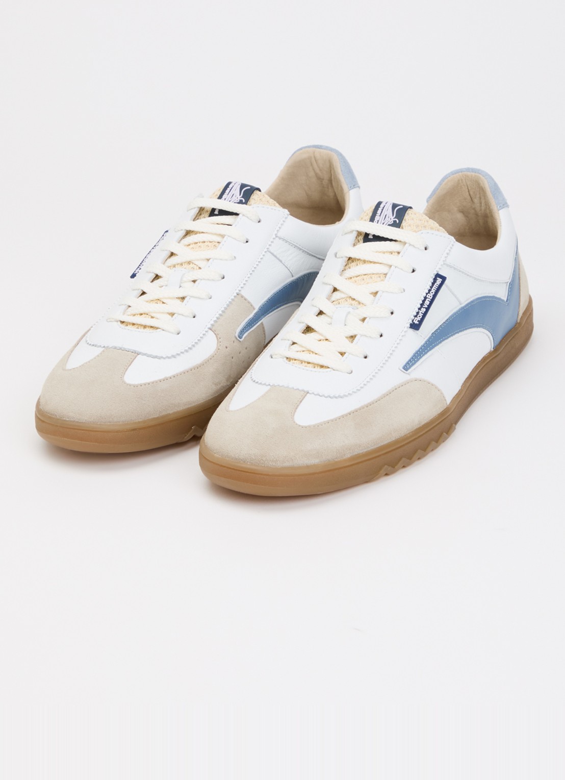 Floris van Bommel De Zaler 01.18 sneaker van leer met suède details - detail 2 staalblauw