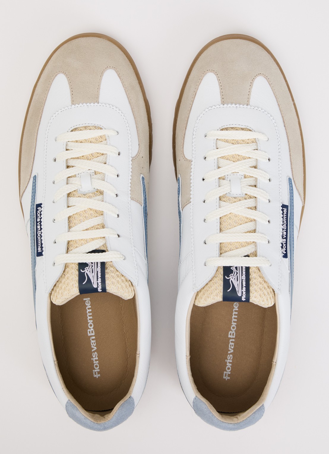 Floris van Bommel De Zaler 01.18 sneaker van leer met suède details - detail 3 staalblauw