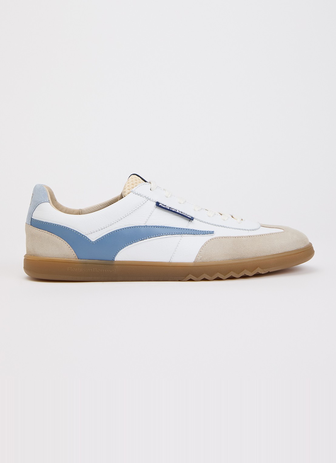 Floris van Bommel De Zaler 01.18 sneaker van leer met suède details - voorkant staalblauw