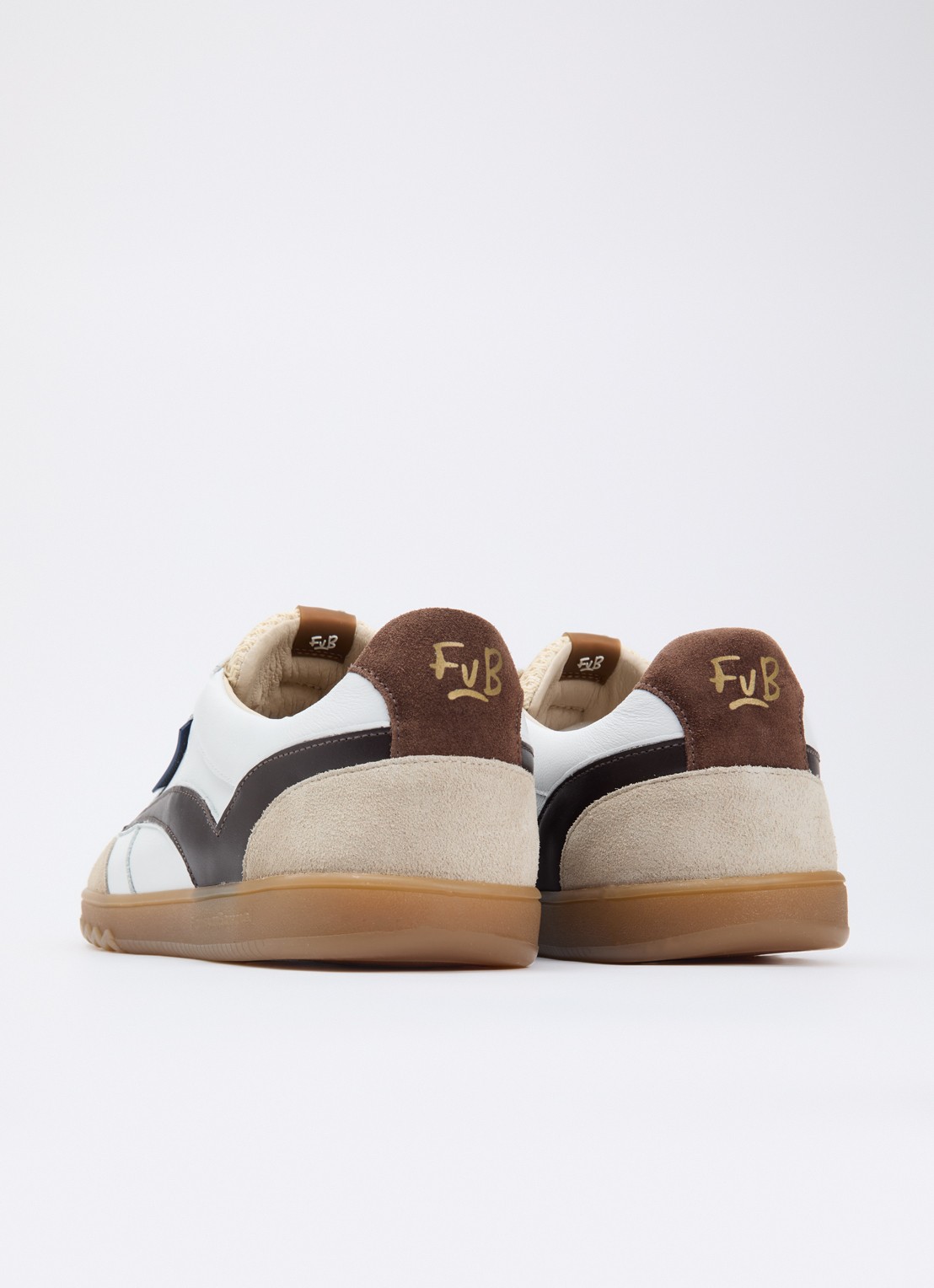 Floris van Bommel De Zaler 01.22 sneaker van leer met suède details - achterkant 2 wit