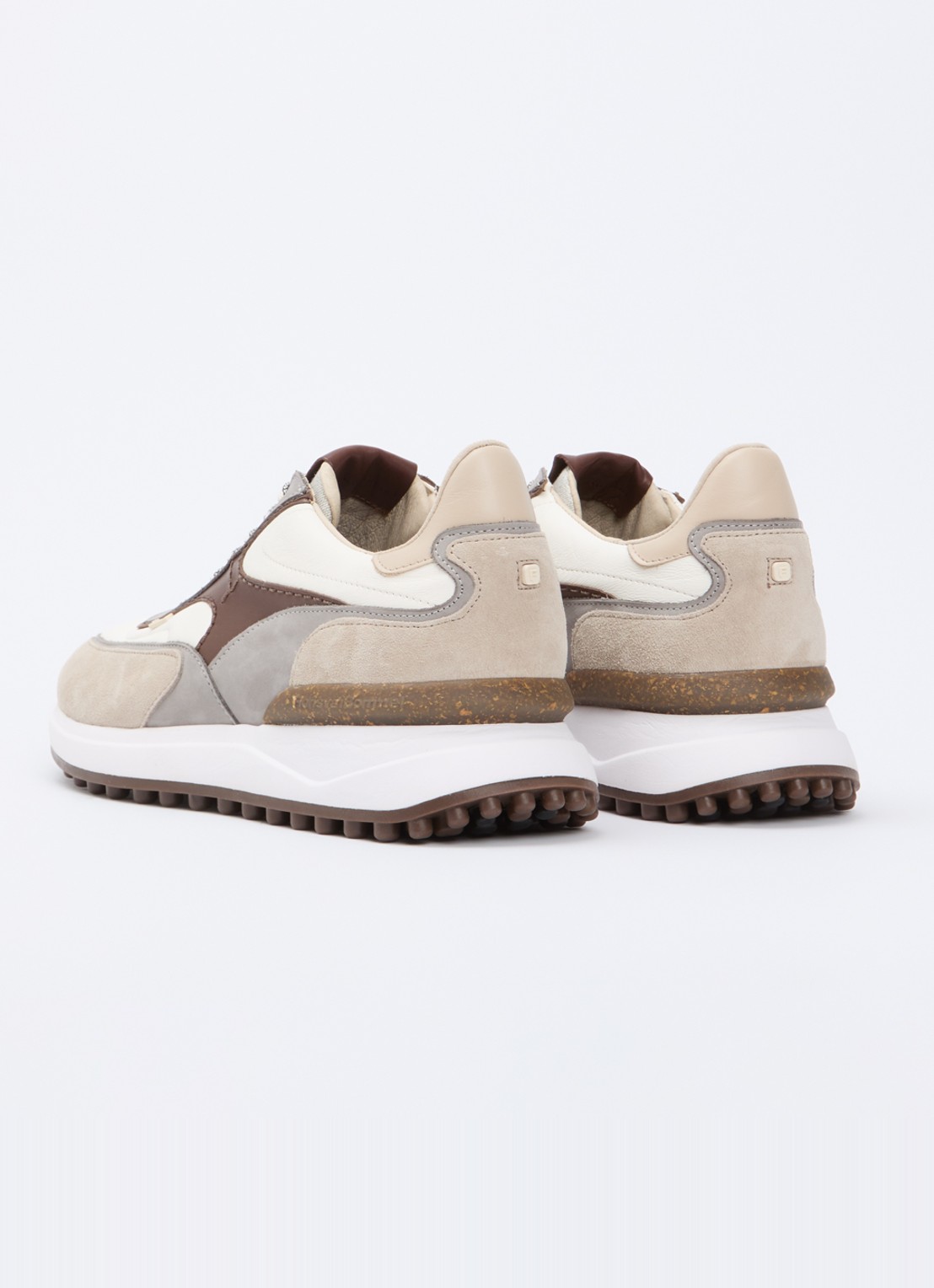 Floris van Bommel Noppi 37.10 sneaker van leer met suède details - achterkant 5 beige