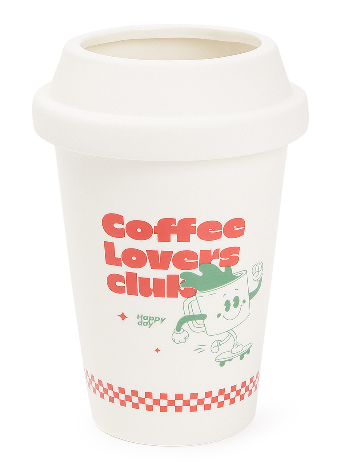 Fluid Market Cup of Coffee vaas 19,5 cm - voorkant wit
