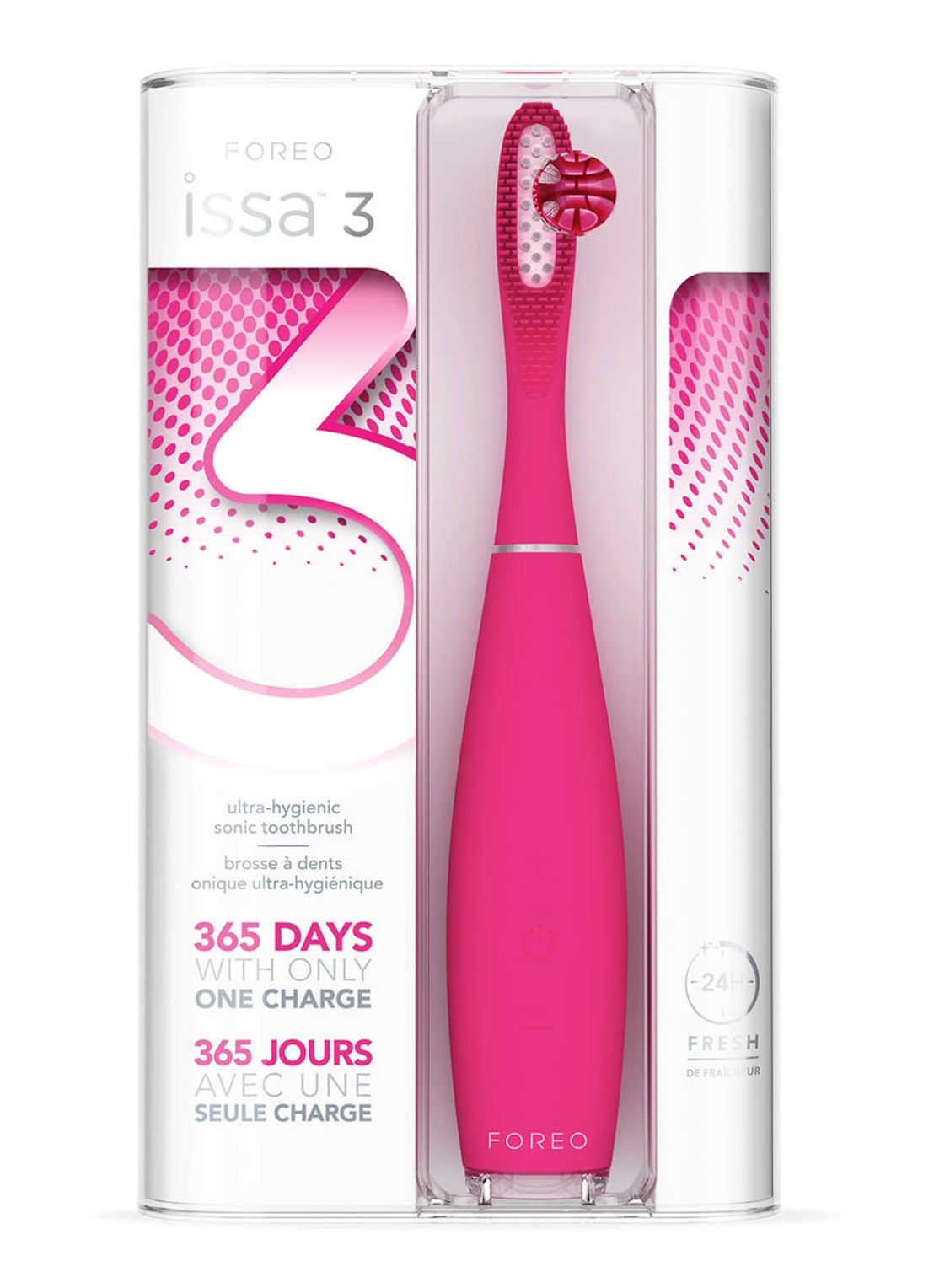 Foreo ISSA™ 3 ultra-hygienic silicone sonic toothbrush - elektrische tandenborstel - detail 3 fuchsia