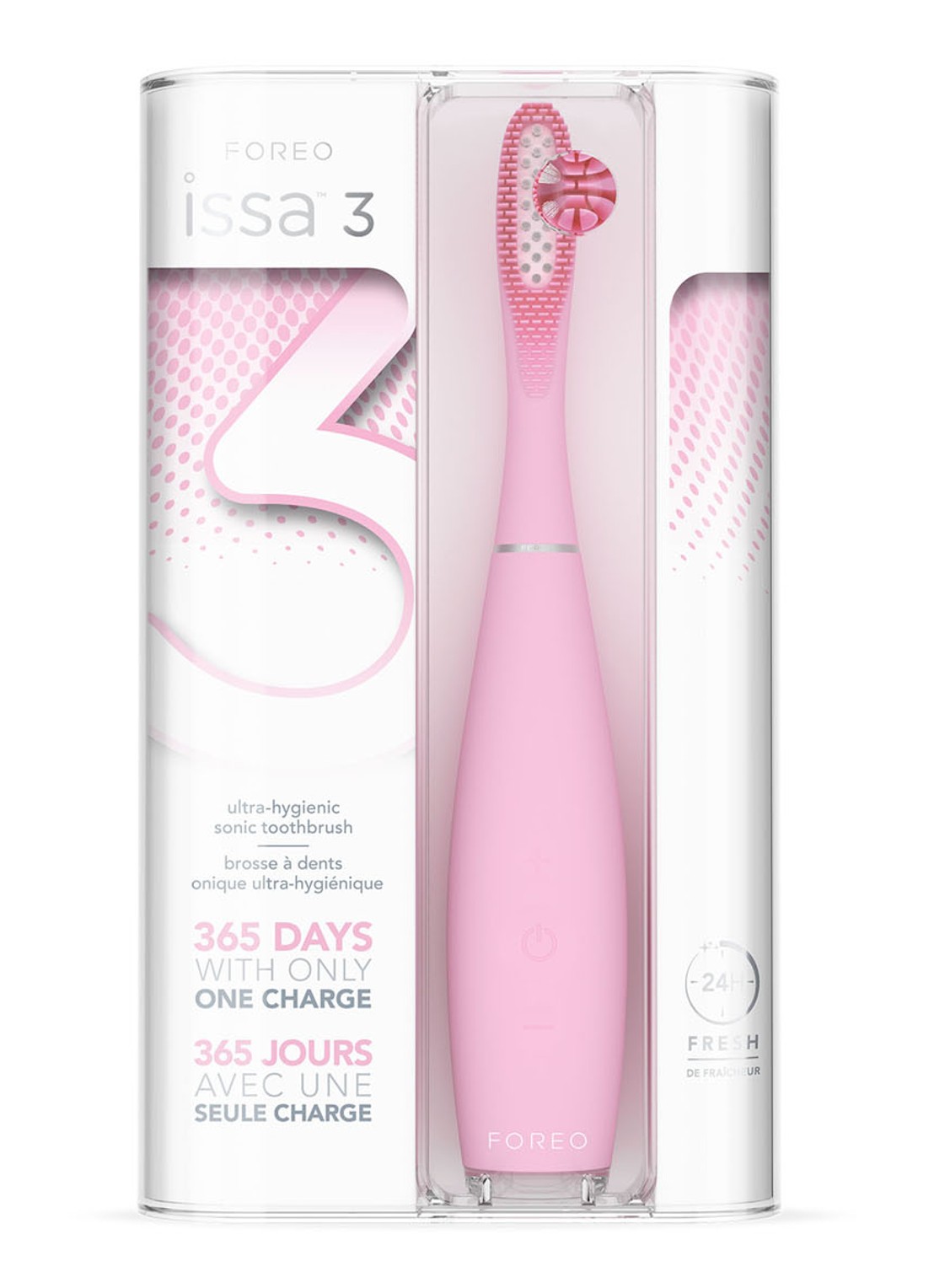 Foreo ISSA™ 3 ultra-hygienic silicone sonic toothbrush - elektrische tandenborstel - detail 3 pearl pink
