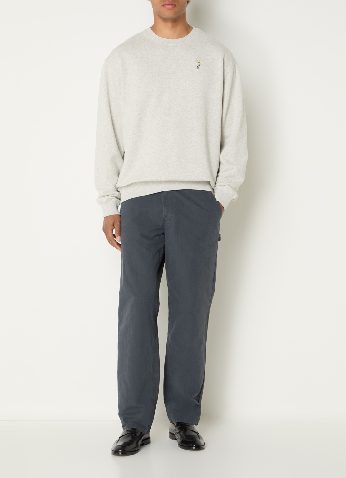 forét Bellis sweater met borduring - voorkant 3 grijsmele