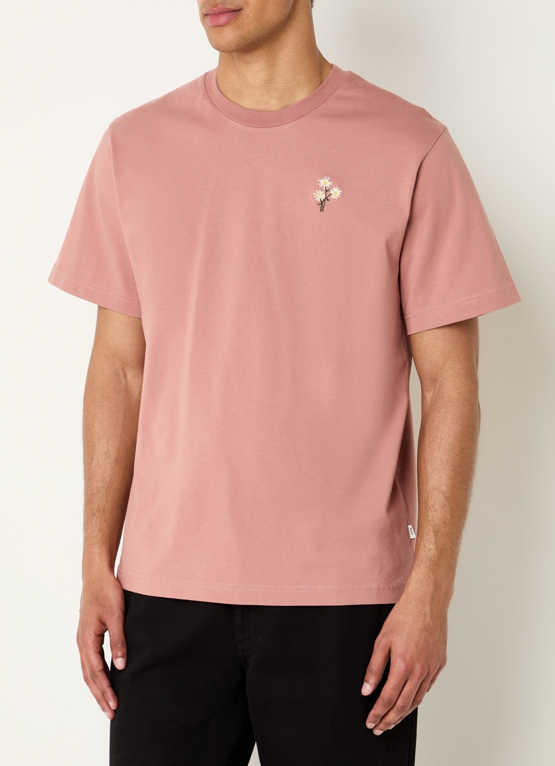 forét Bellis T-shirt met logoborduring - detail 4 zalmroze
