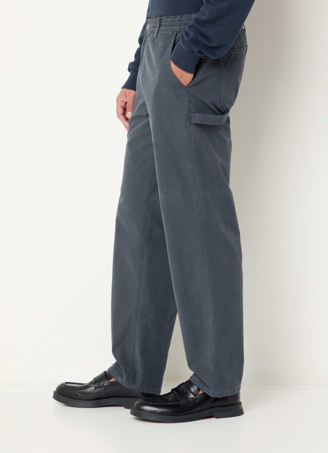 forét Clay straight fit chino met steekzakken - detail 4 donkergrijs