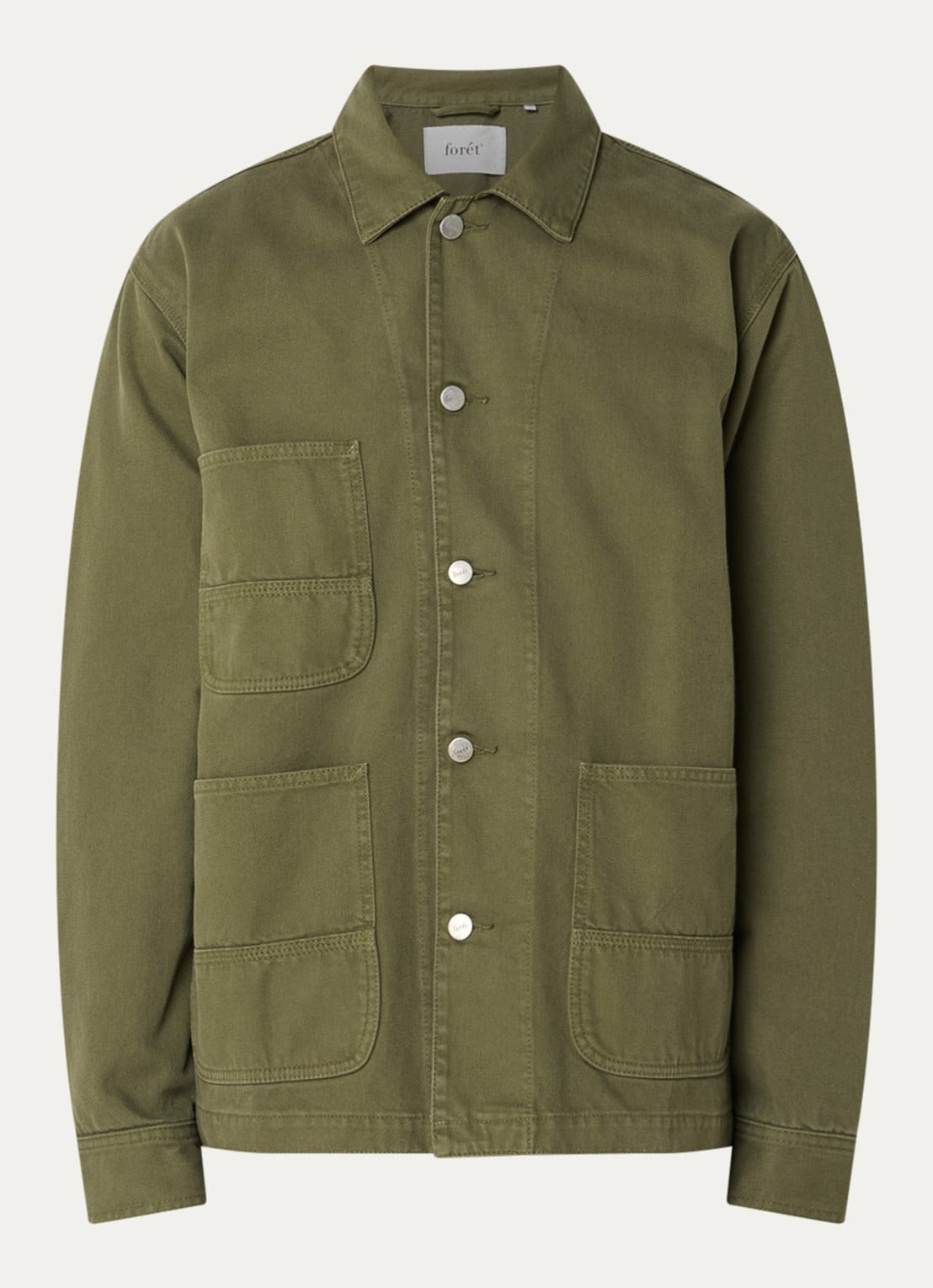 forét Forager overshirt met opgestikte zakken - voorkant 3 legergroen